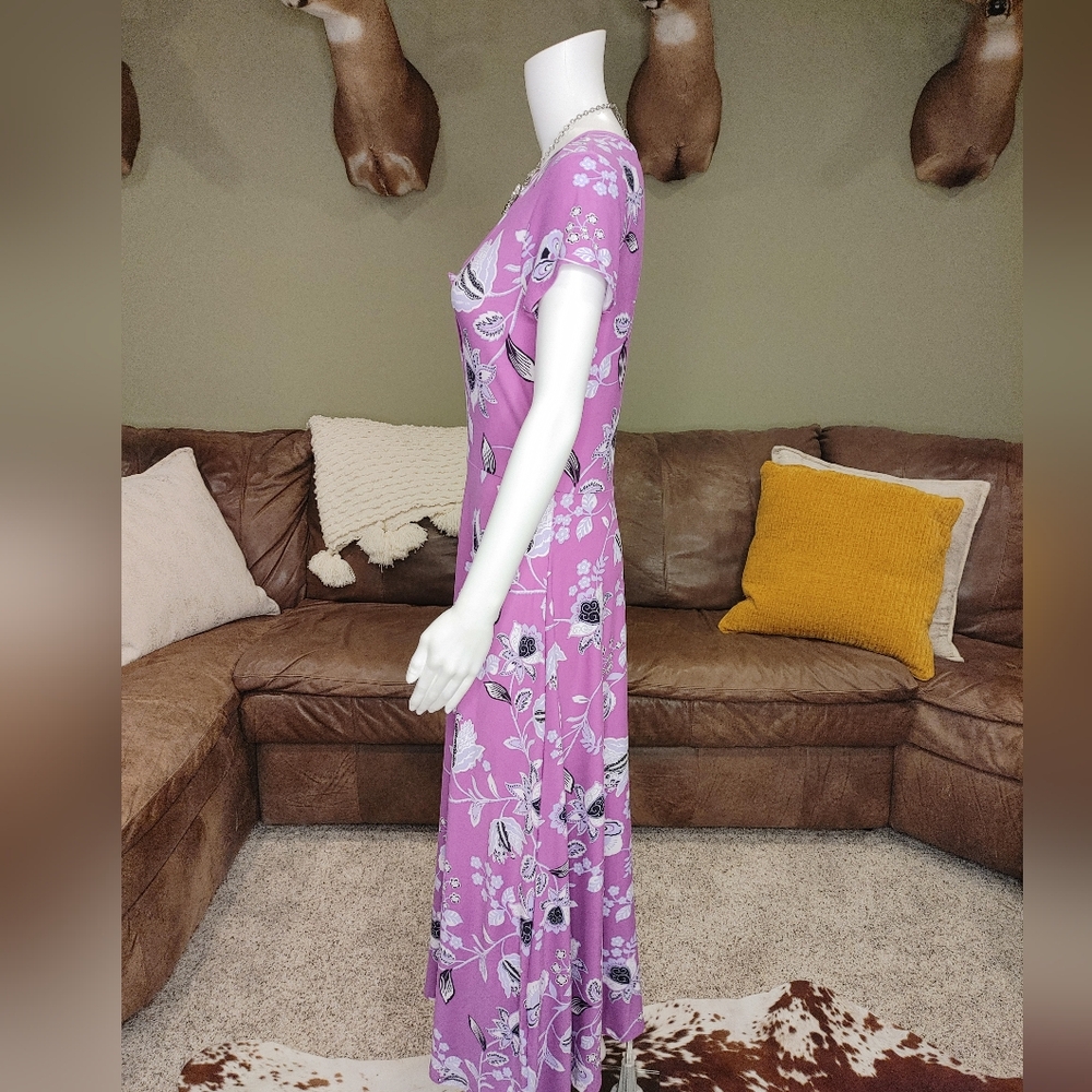 52 SEVEN FLORAL LONG DRESS, PURPLE S - Picture 5 of 9